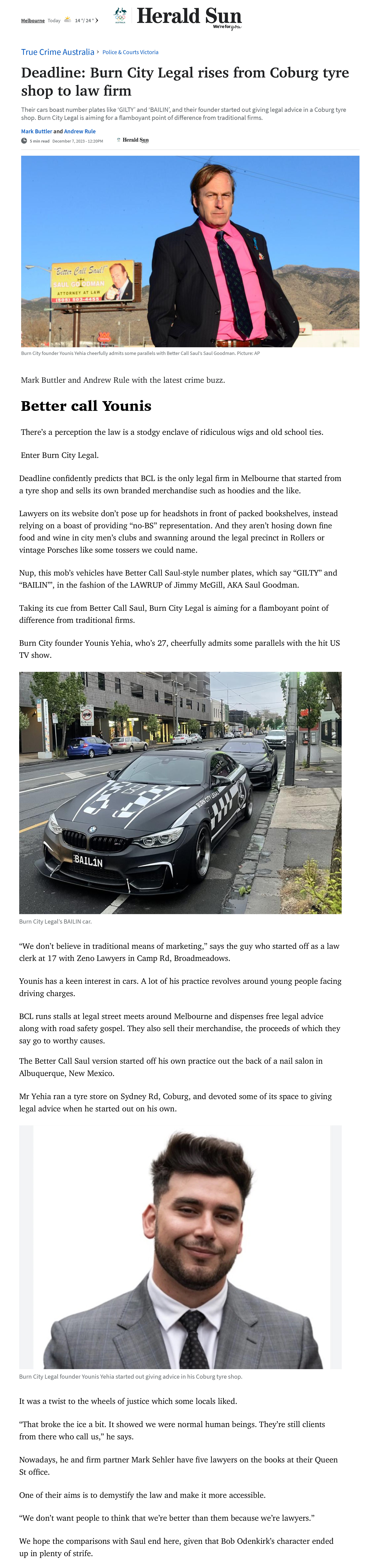 Burn City Legal sets itself apart from traditional Melbourne law firms | Herald Sun